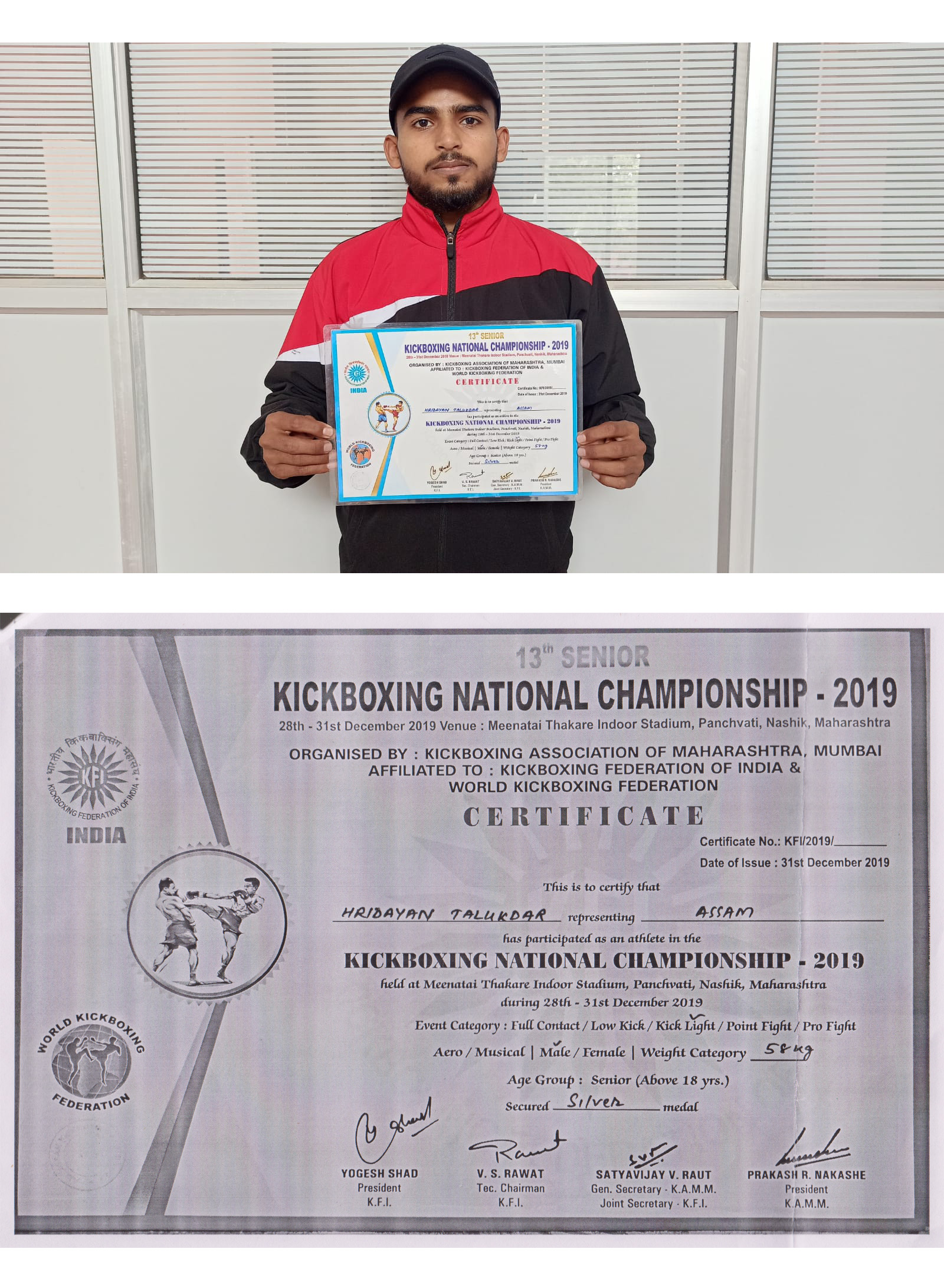 Hridayan Talukdar Silver Medal Kickboxing National Championship 2019